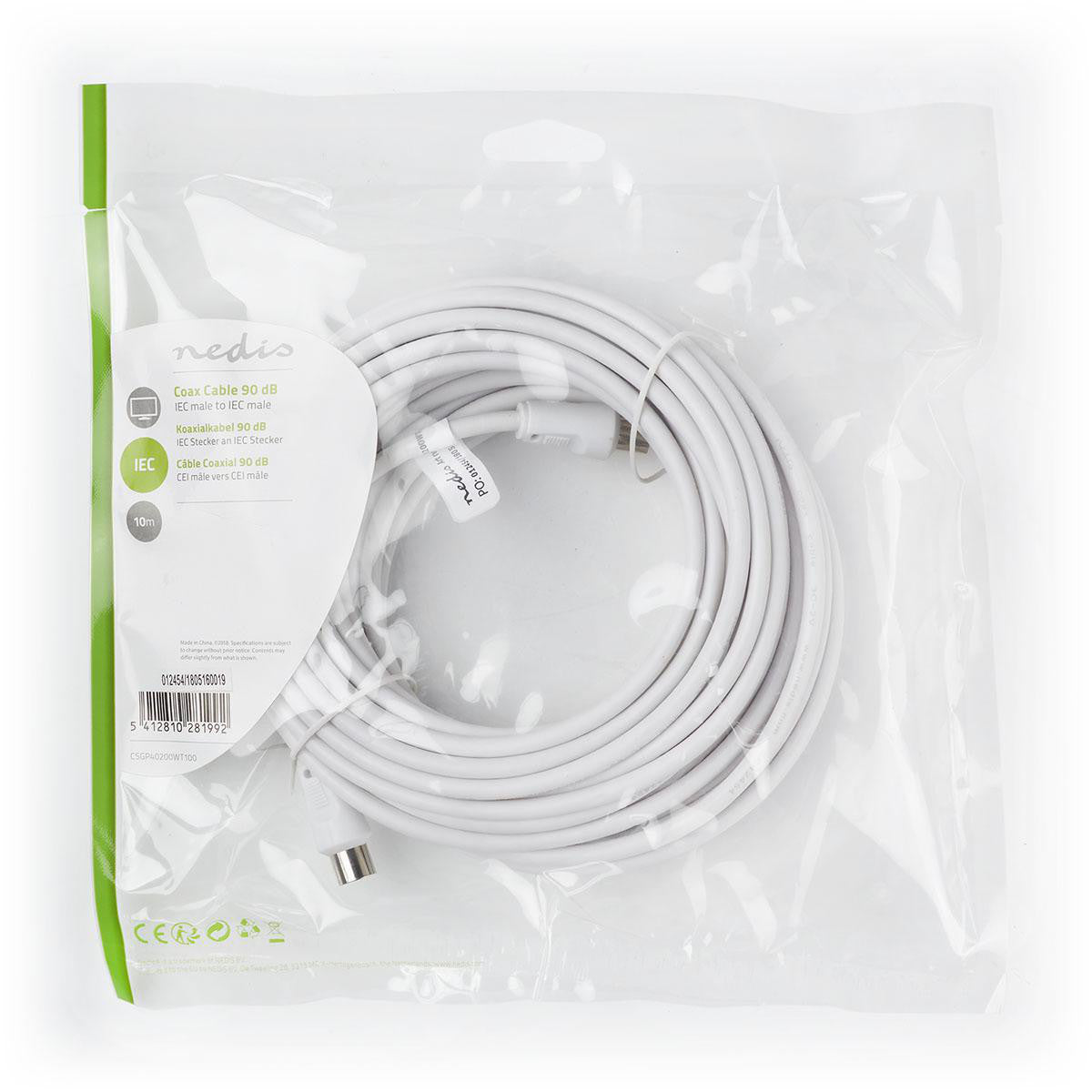 Cable Coaxial de 90 dB | IEC (Coaxial) Macho - 10 m Blanco Cables