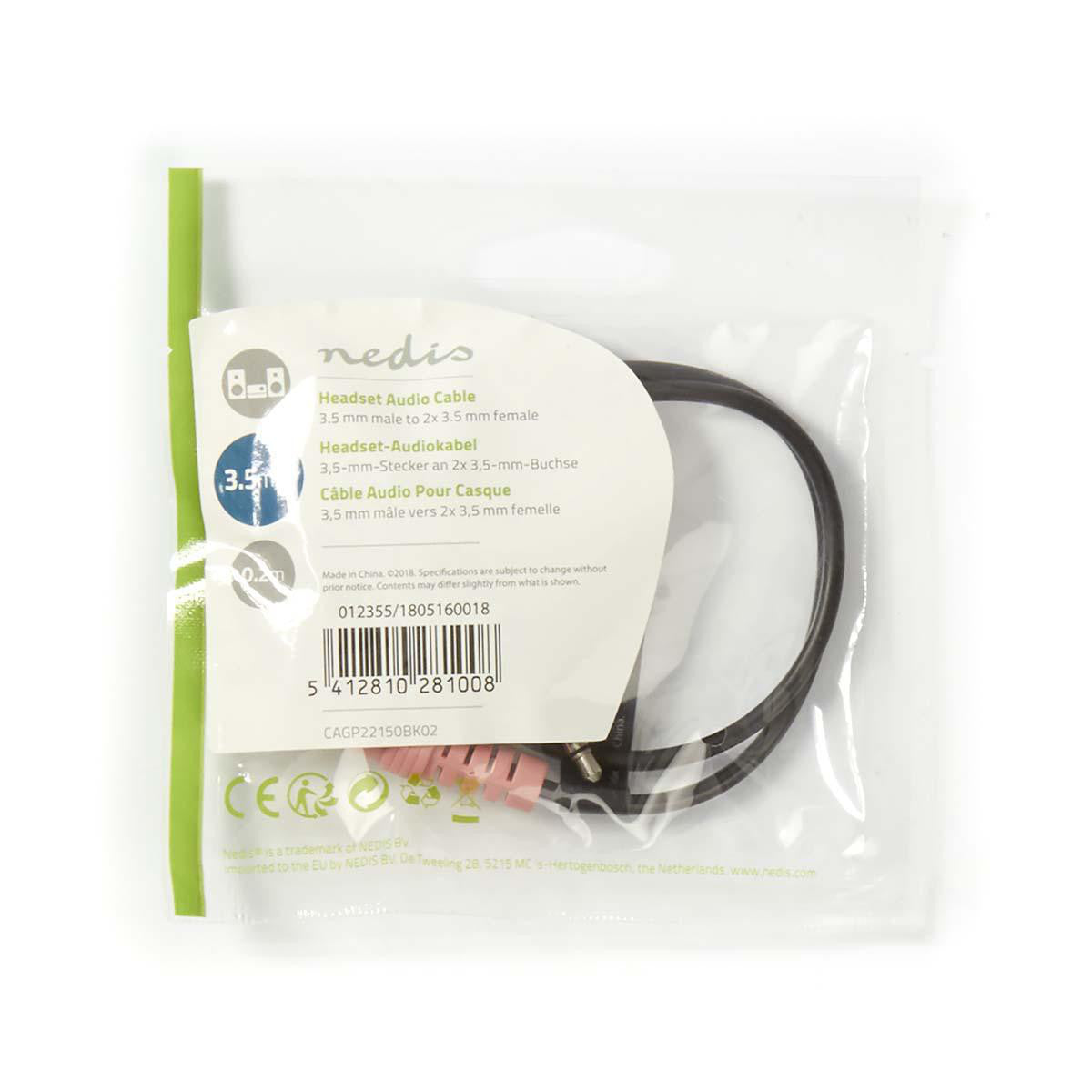 Cable de Audio Auriculares | Macho 3,5 mm - 2x Hembra 0,2 m Negro