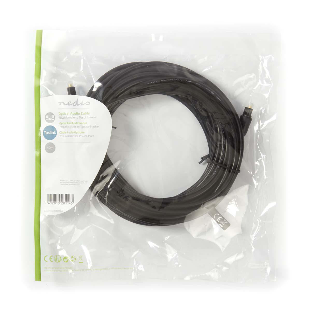 Cable de Audio Óptico | Toslink Macho - 10 m Negro