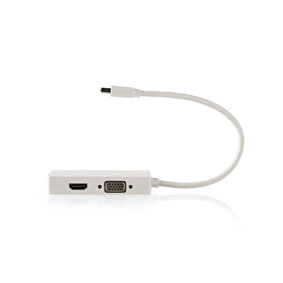 Cable Adaptador Multipuerto Mini Displayport | Macho - VGA Hembra/dvi-d Hembra de 24+1 Pines/entrada Hdmi 0,2 m Blanco Cables