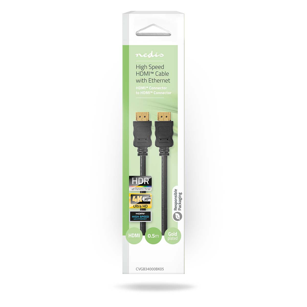 Cable Hdmi? de Alta Velocidad con Ethernet | Conector Hdmi - 0,5 m Negro