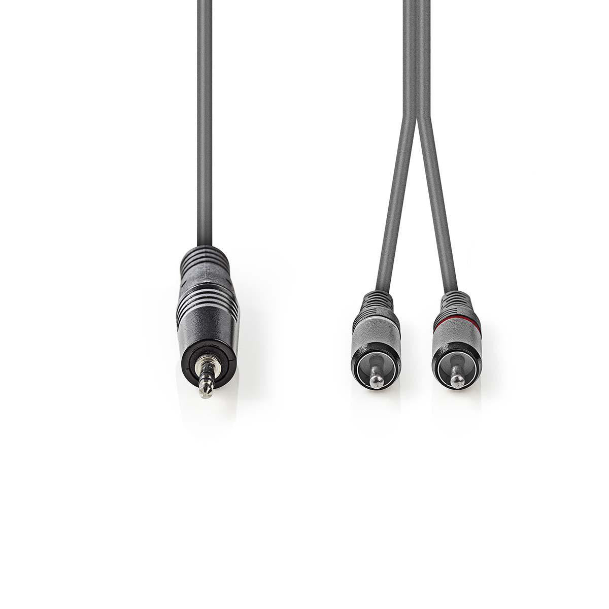 Cable de Audio Estéreo | 3,5 mm Macho - 2x RCA 3,0 m Gris