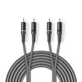 Cable de Audio Estéreo | 2x RCA Macho ? 5,0 m Gris