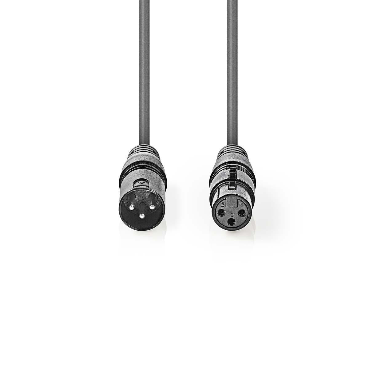 Cable de Audio XLR Compensado | 3 Pines Macho - Hembra 0,5 m Gris Adaptador