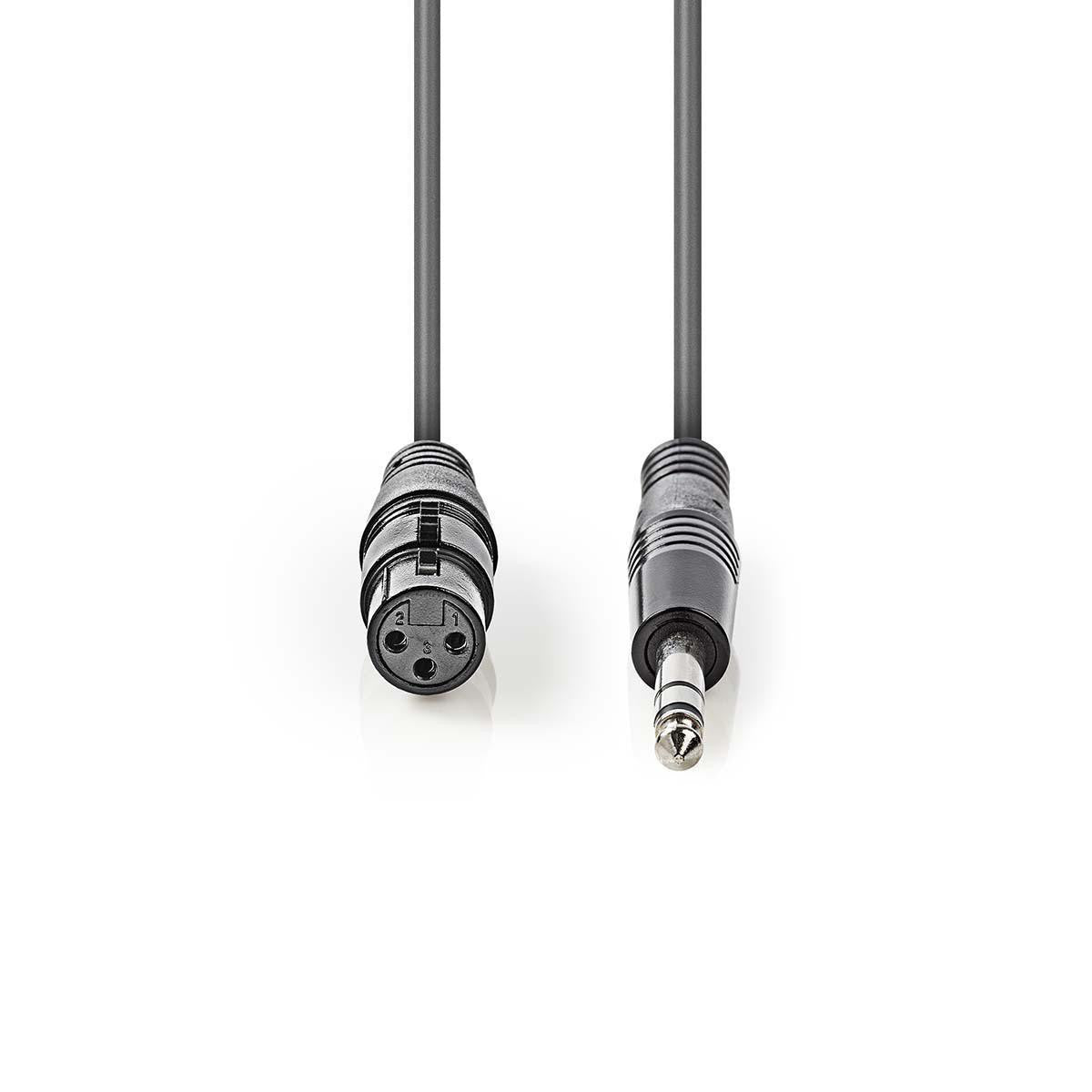 Cable de Audio XLR Compensado | 3 Pines Hembra - 6,35 mm Macho 1,5 m Gris