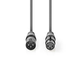 Cable de Audio XLR Compensado | 3 Pines Macho - Hembra 10 m Gris Adaptador