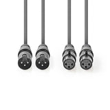 Cable de Audio XLR Compensado | 2x 3 Pines Macho - Hembra 3,0 m Gris Adaptador