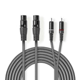 Cable de Audio XLR | 2x 3 Pines Hembra - RCA Macho 1,5 m Gris