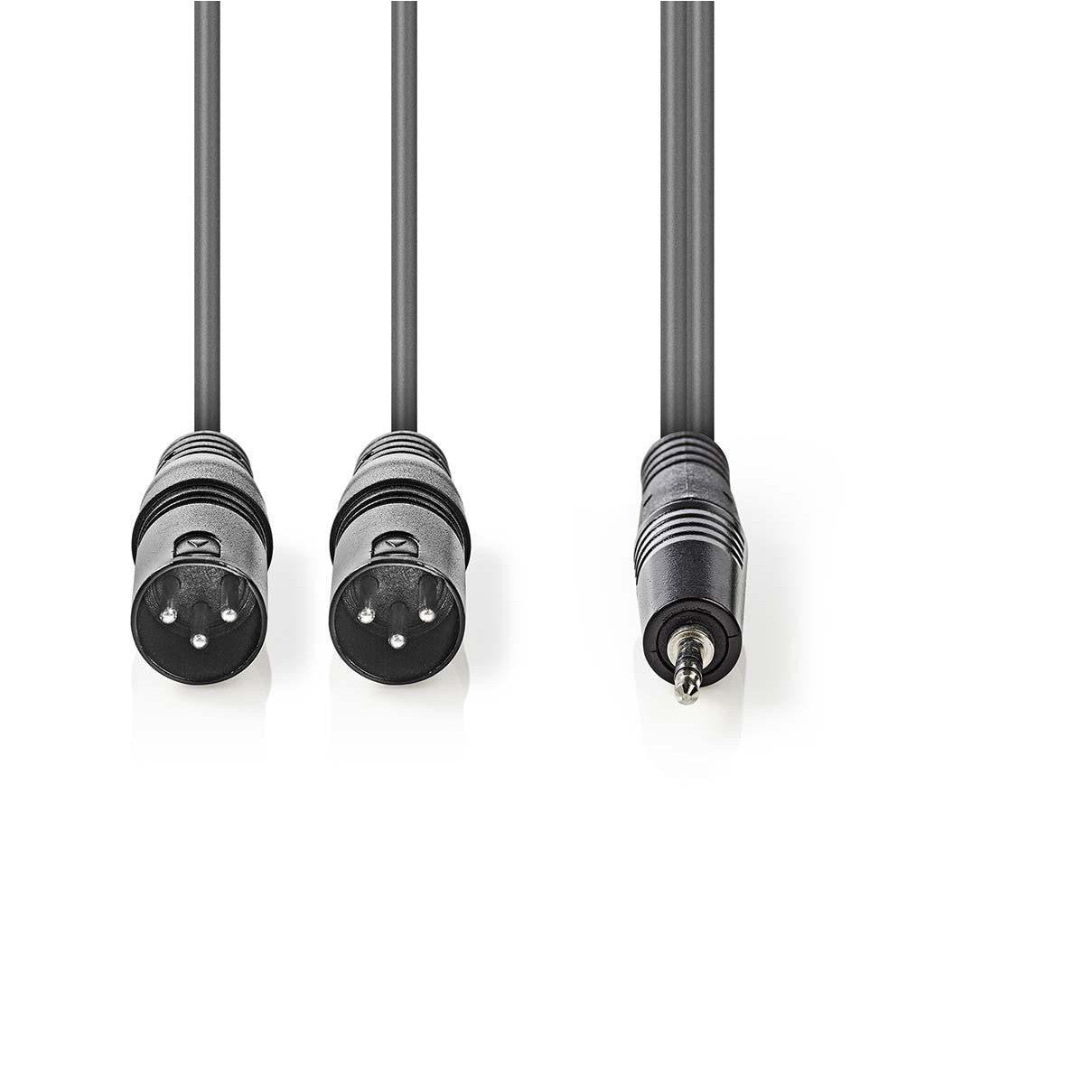 Cable de Audio XLR | 2x 3 Pines Macho - 3,5 mm 3,0 m Gris