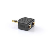 Adaptador de Audio Estéreo | 3,5 mm Macho - 2x Hembra 10 Unidades Negro