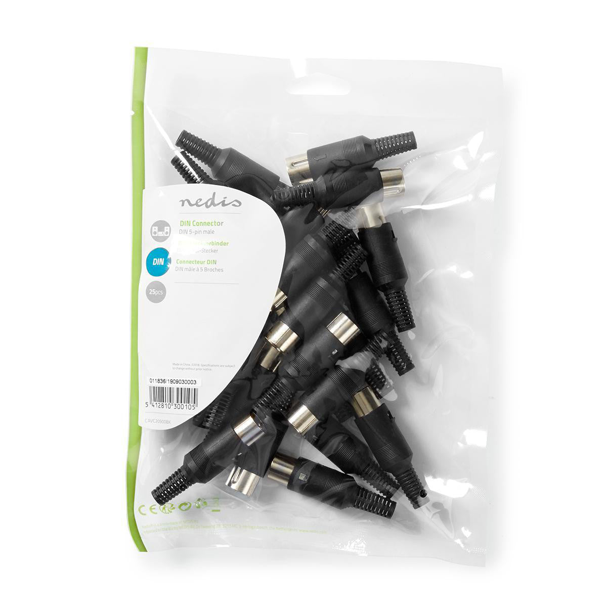 Conector DIN | 5 Pines Macho 25 Piezas Negro *No Categorizados