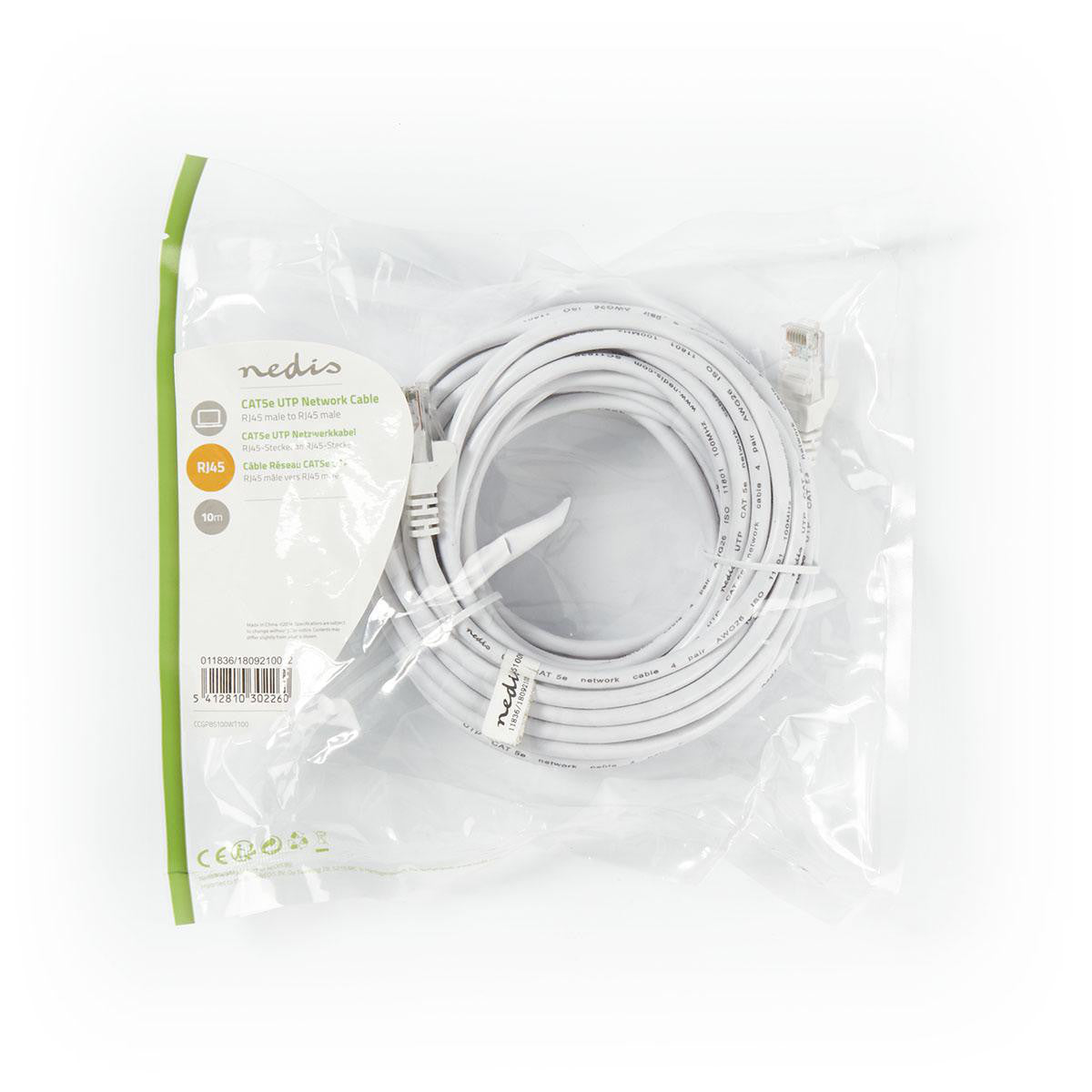 Cable de Red Cat5e UTP | Conector Rj45 (8p8c) Macho - 10 m Blanco