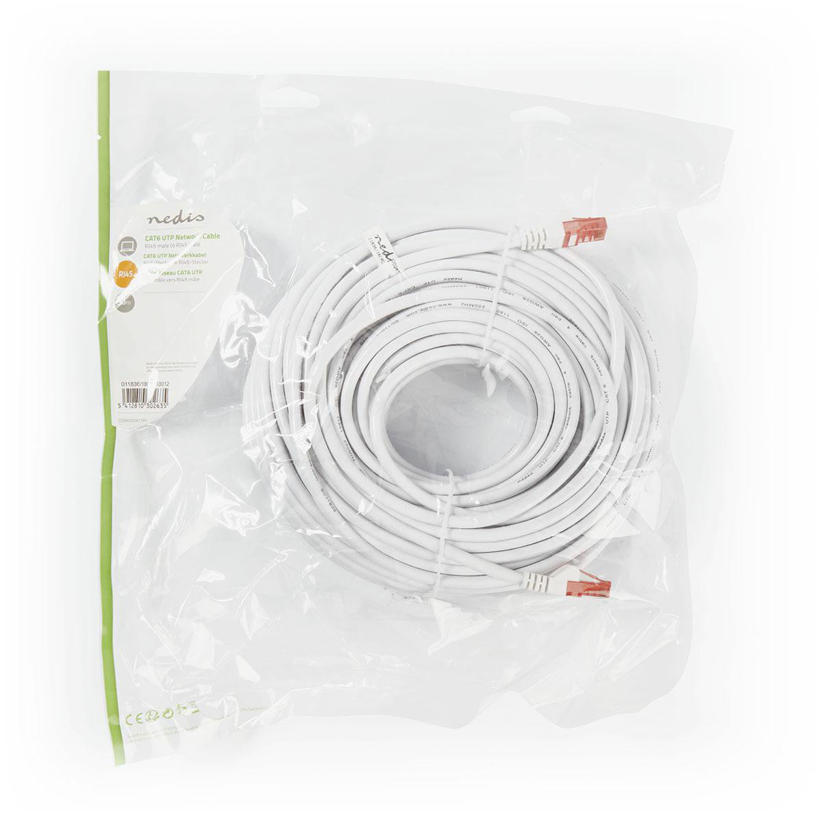 Cable Cat6 | Rj45 (8p8c) Macho UTP 30.0 m Redondo PVC Blanco Bolsa Polybag