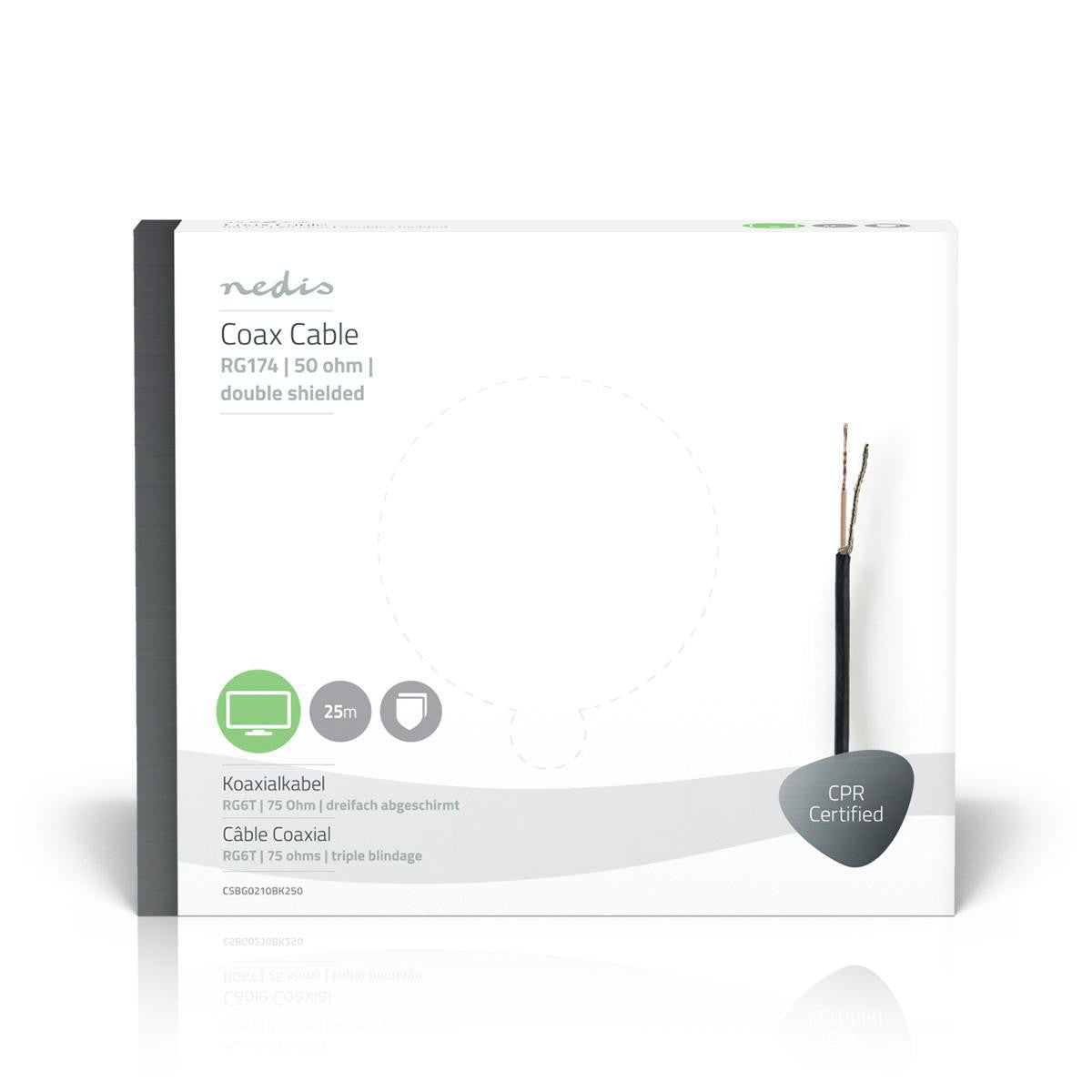 Cable Coaxial | Rg174 25,0 m Caja de Regalo Negro Cables