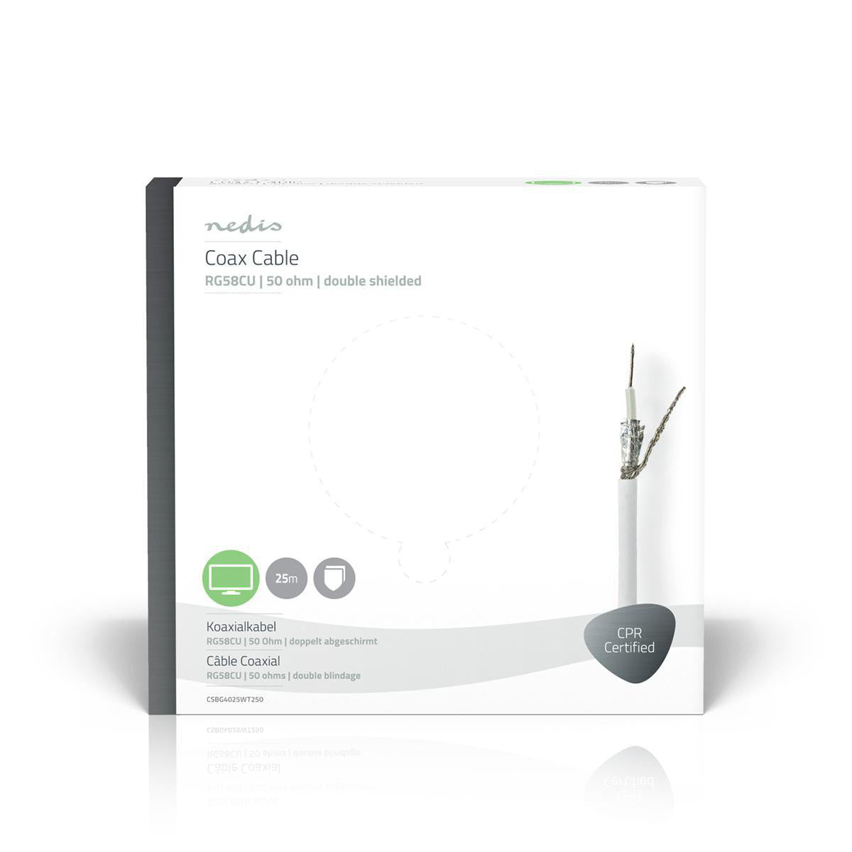 Cable Coaxial | Rg58cu 25,0 m Caja de Regalo Blanco