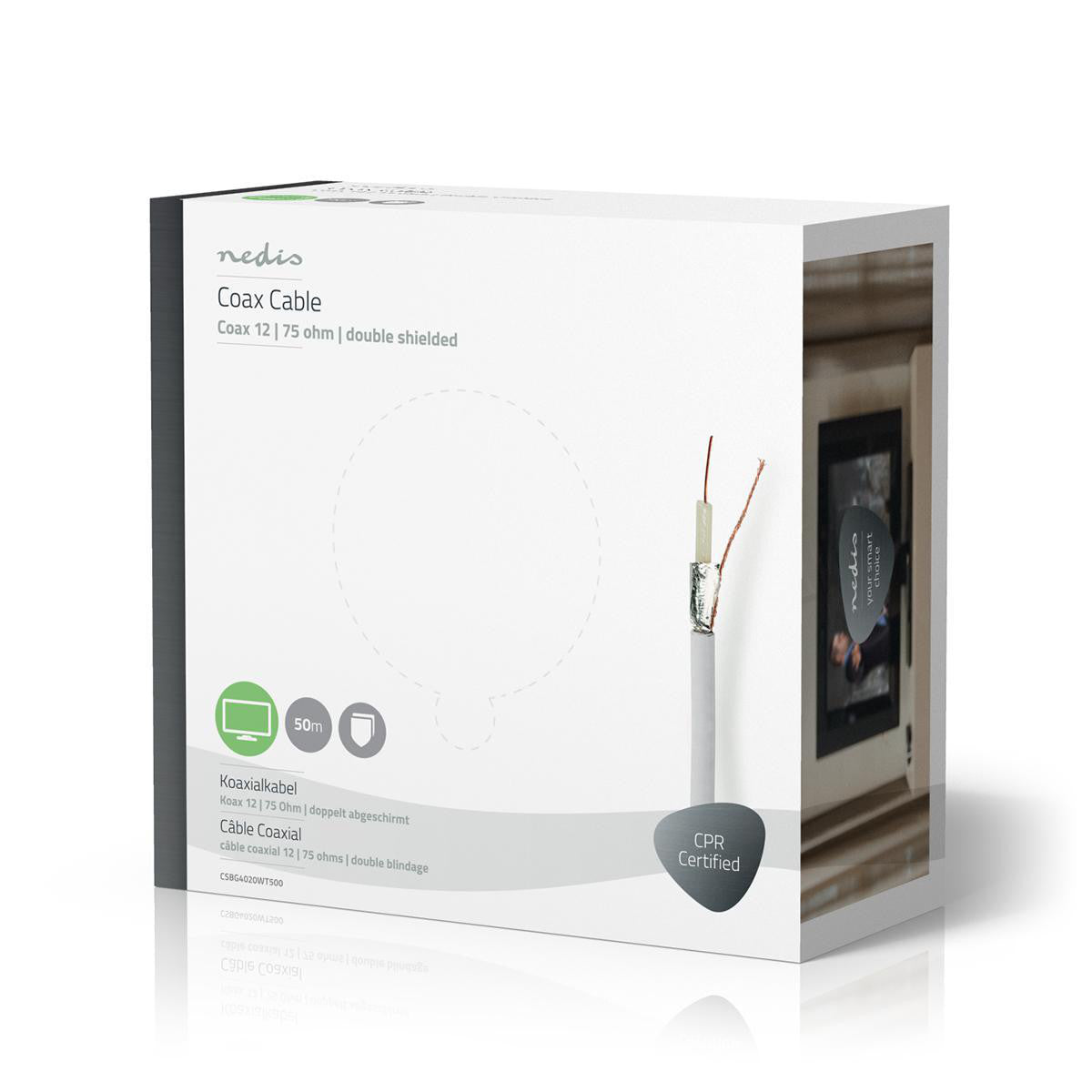 Cable Coaxial | 12 50,0 m Caja de Regalo Blanco Cables