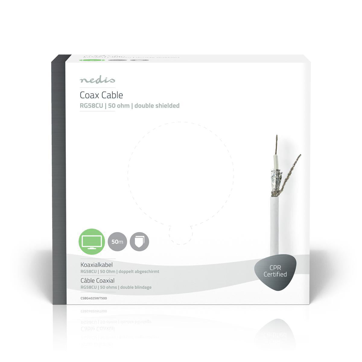 Cable Coaxial | Rg58cu 50,0 m Caja de Regalo Blanco Cables