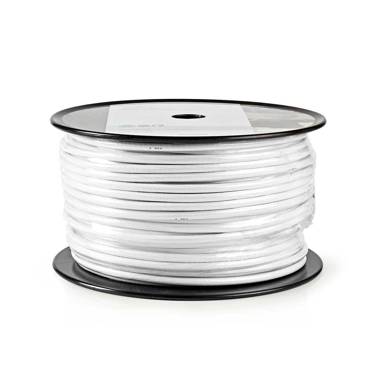 Cable Coaxial | Rg6t 75 Ohm Doble Blindado Eca 100.0 m Redondo PVC Blanco Carrete Antena