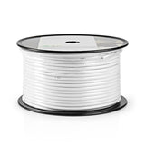 Cable Coaxial | 12 75 Ohm Doble Blindado Eca 100.0 m Redondo PVC Blanco Carrete