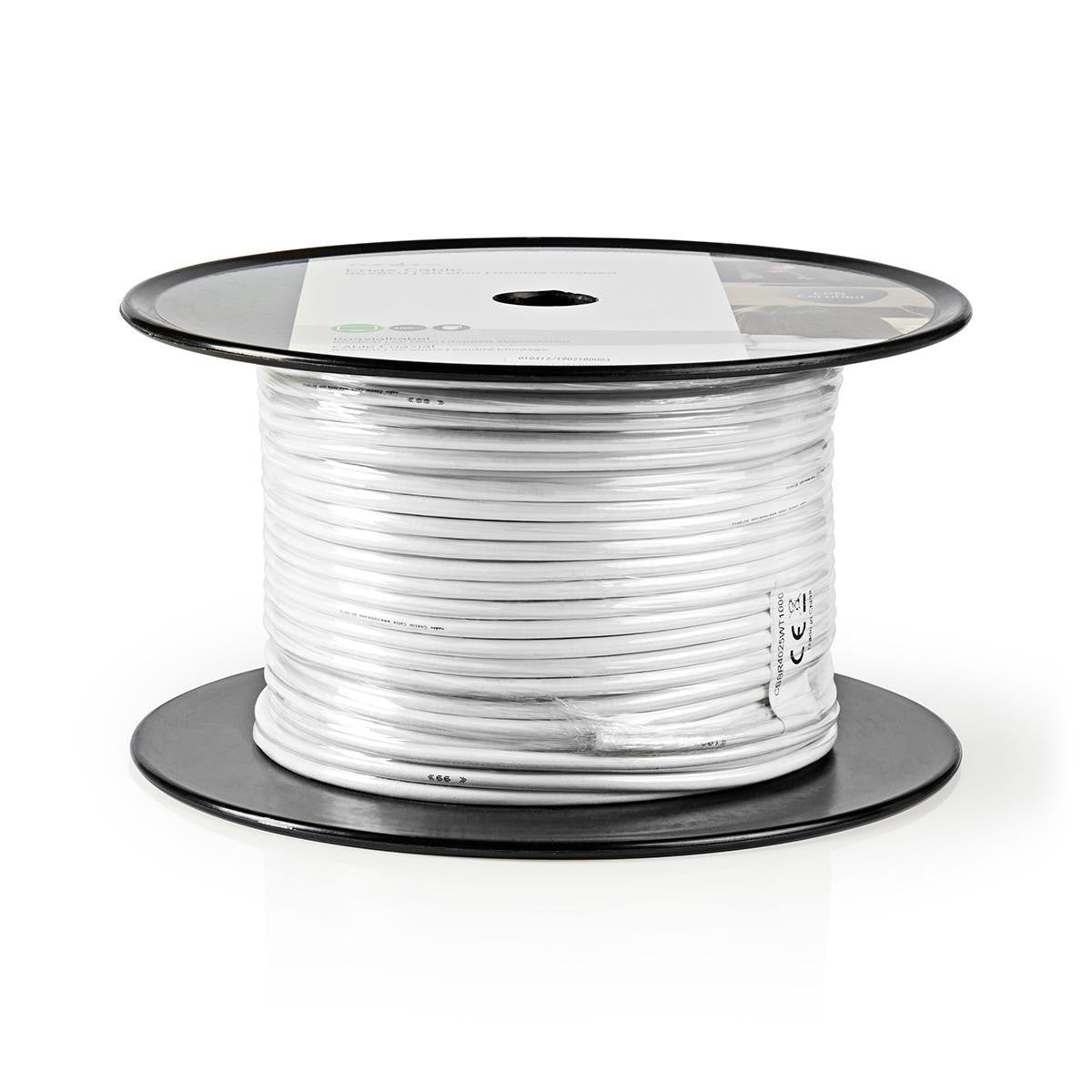 Cable Coaxial | Rg58c/u 50 Ohm Doble Blindado Eca 100.0 m Redondo PVC Blanco Carrete Antena