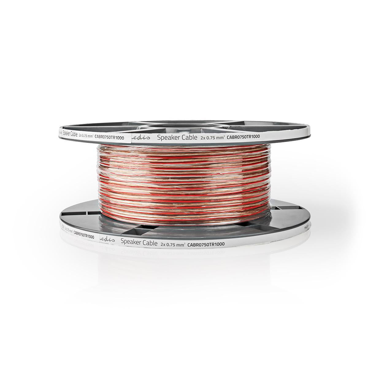 Cable de Altavoz | 2x 0.75 mm² Cobre 100.0 m Redondo PVC Transparente Carrete Audio