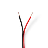 Cable de Altavoz | 2x 0.75 mm² Cobre 25.0 m Redondo PVC Negro / Rojo Carrete