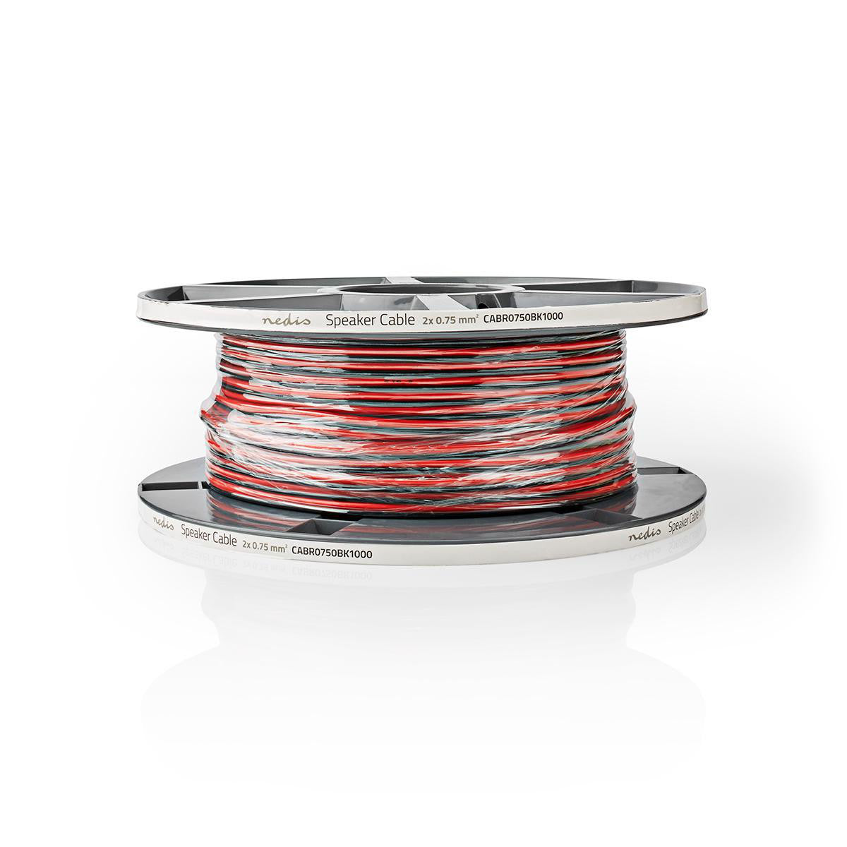 Cable de Altavoz | 2x 0.75 mm² Cobre 100.0 m Redondo PVC Negro / Rojo Carrete