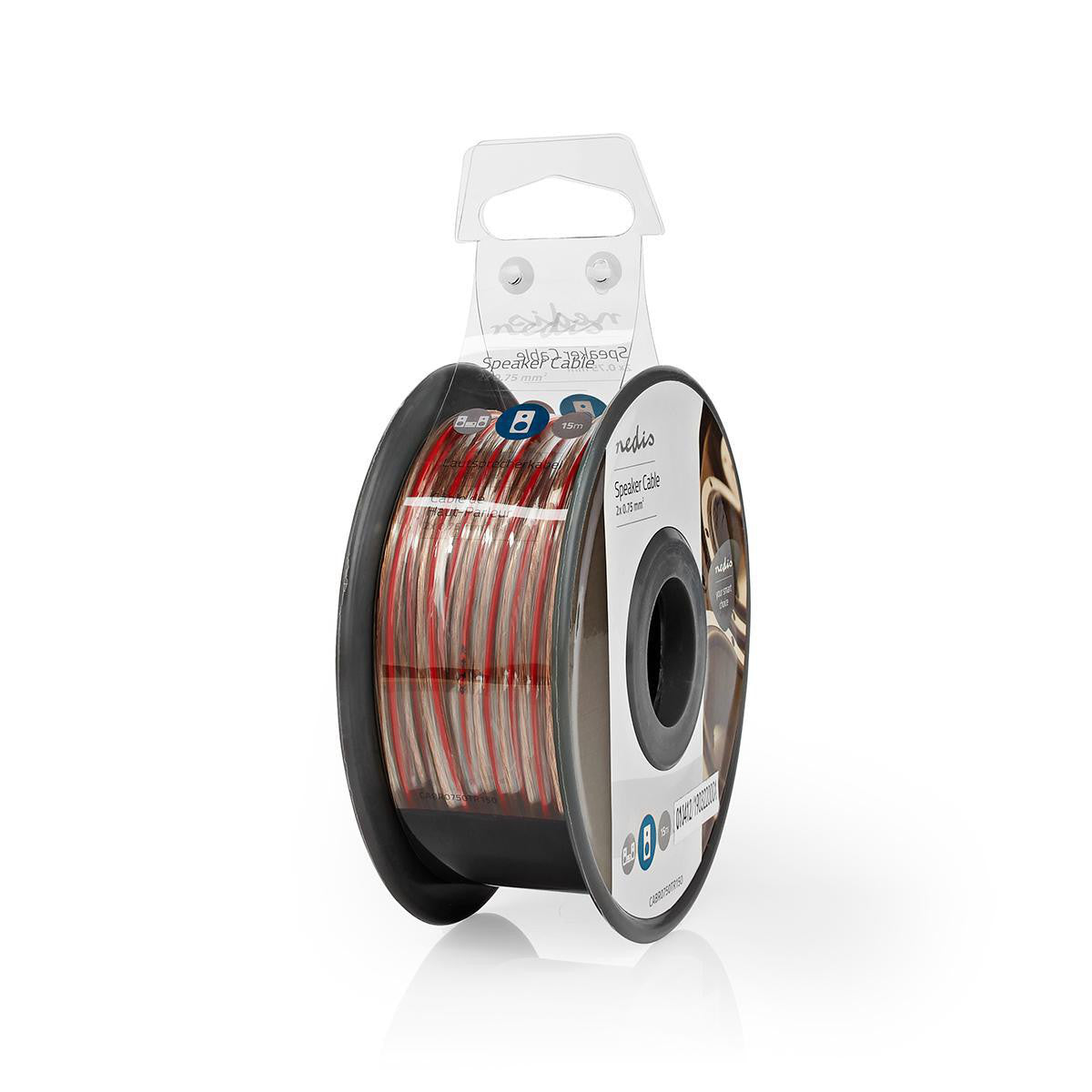 Cable de Altavoz | 2x 0.75 mm² Cobre 15.0 m Redondo PVC Transparente Carrete Audio