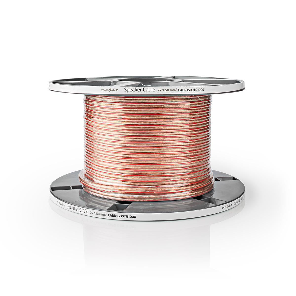 Cable de Altavoz | 2x 1.50 mm² Cobre 100.0 m Redondo PVC Transparente Carrete