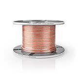 Cable de Altavoz | 2x 1.50 mm² Cobre 100.0 m Redondo PVC Transparente Carrete