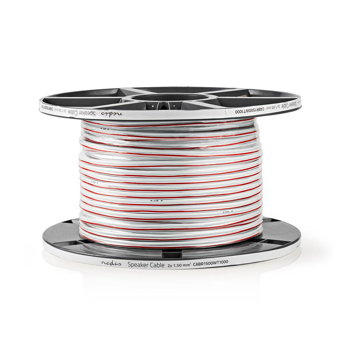 Cable de Altavoz | 2x 1.50 mm² Cobre 100.0 m Redondo PVC Blanco Carrete Audio