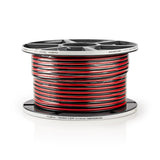 Cable de Altavoz | 2x 2.50 mm² Cobre 100.0 m Redondo PVC Negro / Rojo Carrete