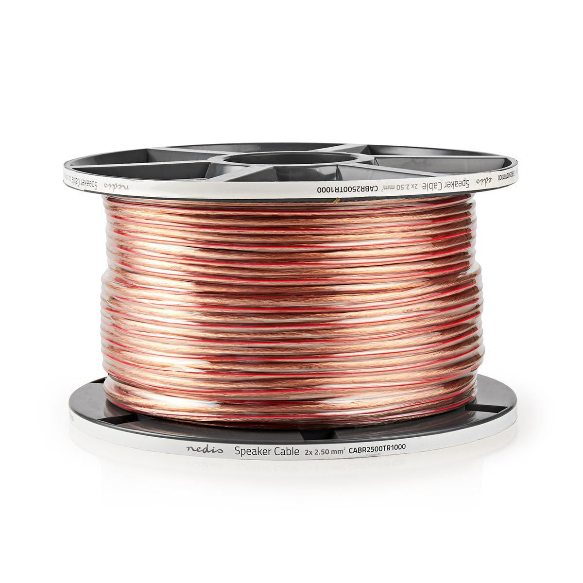 Cable de Altavoz | 2x 2.50 mm² Cobre 100.0 m Redondo PVC Transparente Carrete