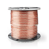 Cable de Altavoz | 2x 6.00 mm² Cobre 100.0 m Redondo PVC Transparente Carrete