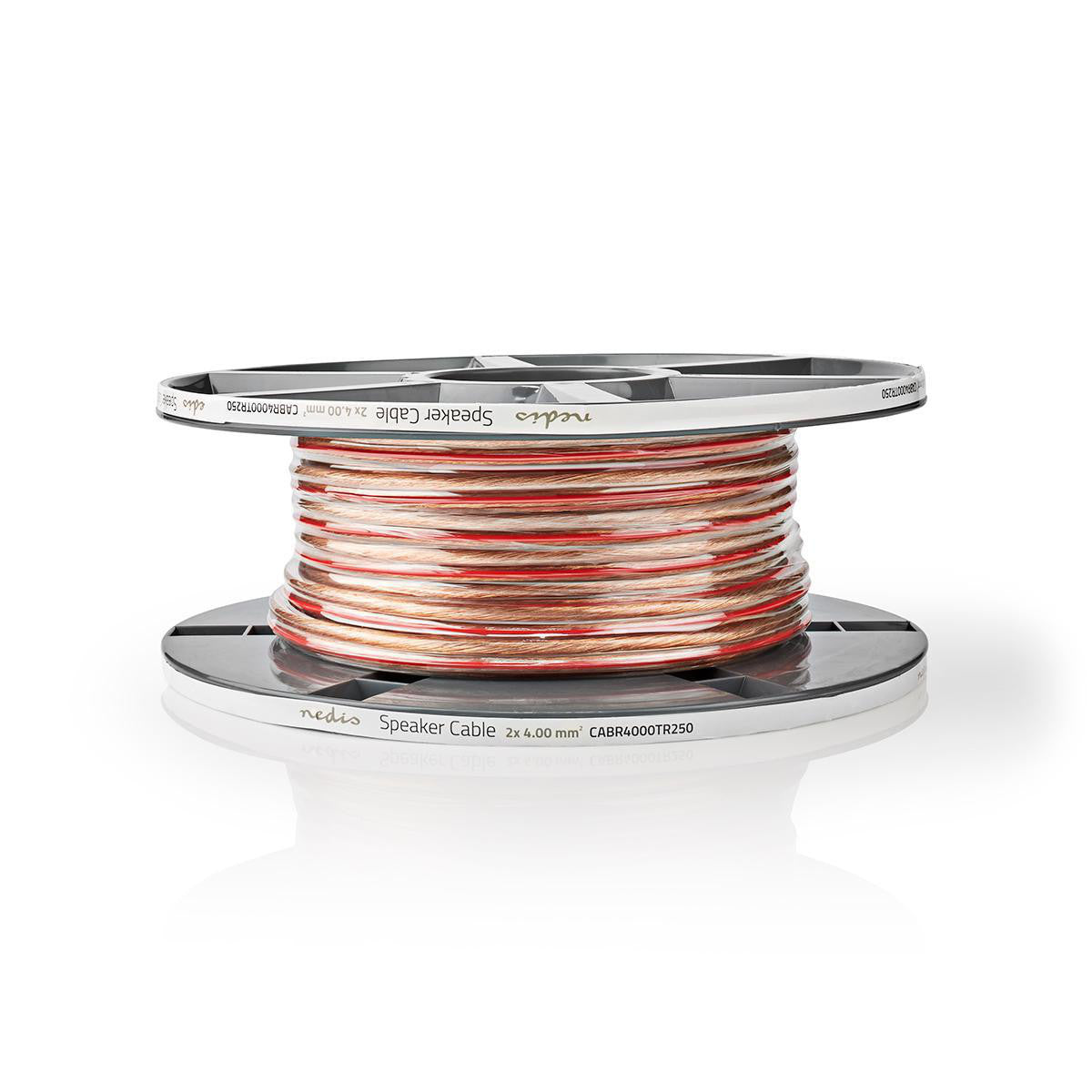 Cable de Altavoz | 2x 4.00 mm² Cobre 25.0 m Redondo PVC Transparente Carrete