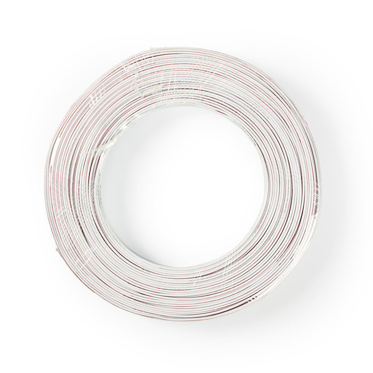 Cable de Altavoz | 2x 0.35 mm² CCA 100.0 m Redondo PVC Blanco Brida