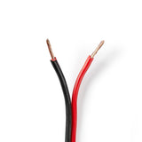 Cable de Altavoz | 2x 1.50 mm² CCA 100.0 m Redondo PVC Negro / Rojo