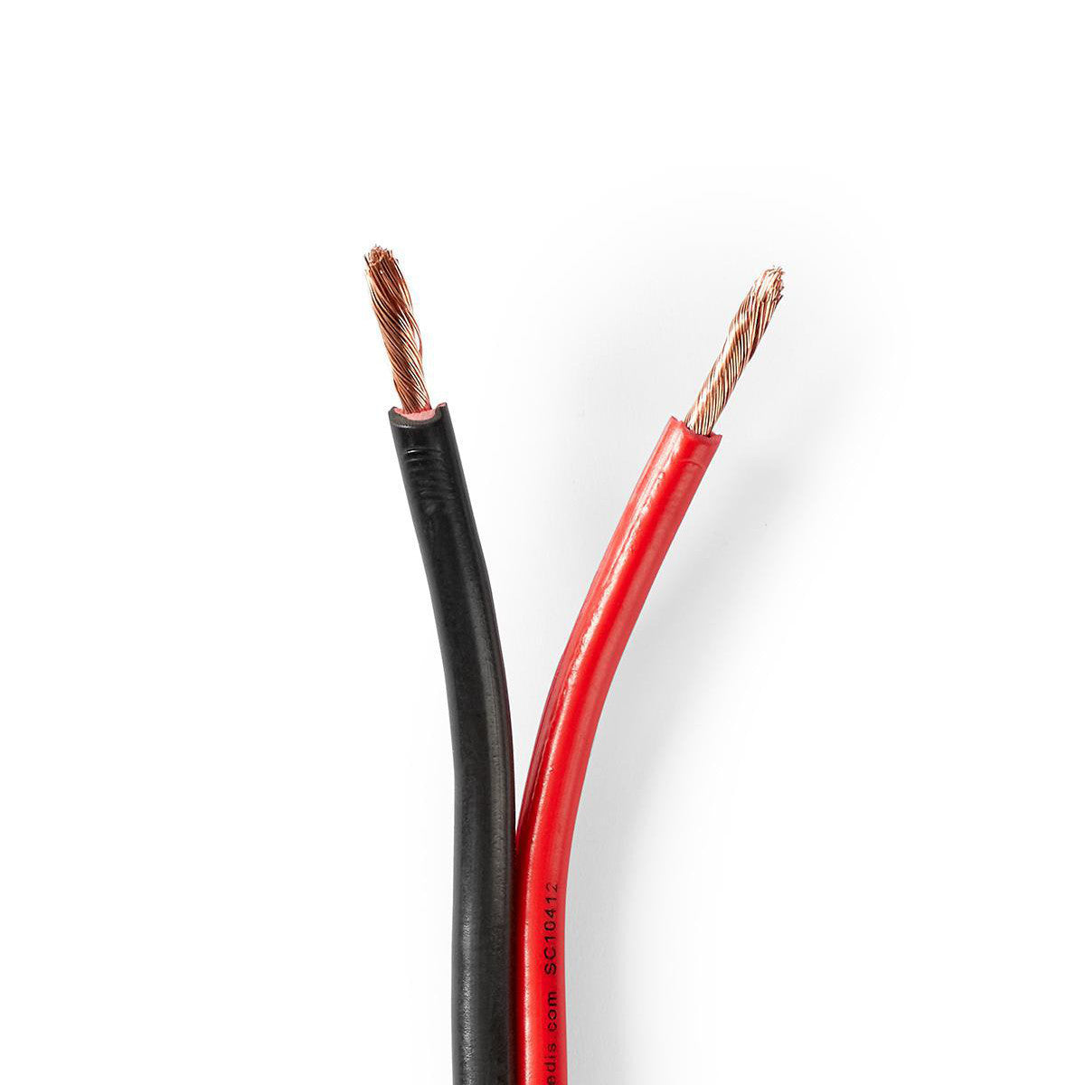 Cable de Altavoz | 2x 2.50 mm² CCA 25.0 m Redondo PVC Negro / Rojo Brida