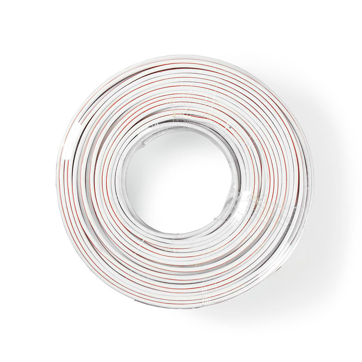 Cable de Altavoz | 2x 2.50 mm² CCA 100.0 m Redondo PVC Blanco Brida