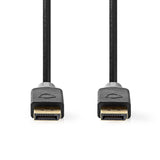 Cable Displayport | Macho 8K@60hz Chapado en oro 2.00 m Redondo PVC Antracita / Gris Caja de Ventana