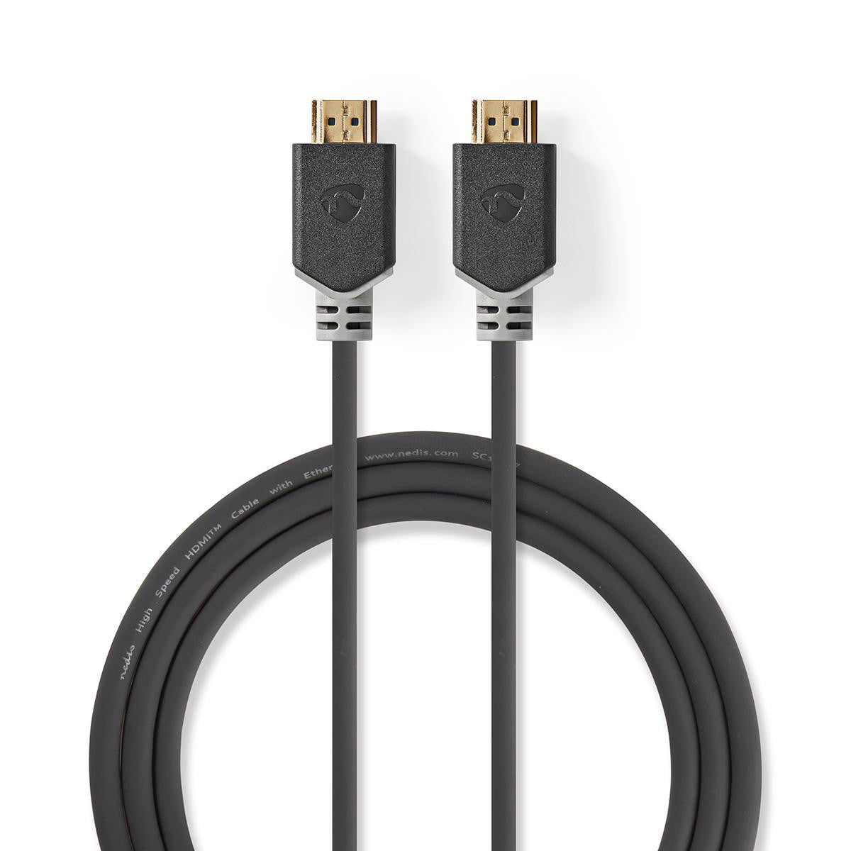 Premium Cable Hdmi 2.0 | Conector Hdmi 4K@60hz 18 Gbps 1.00 m Redondo PVC Antracita Bolsa Polybag