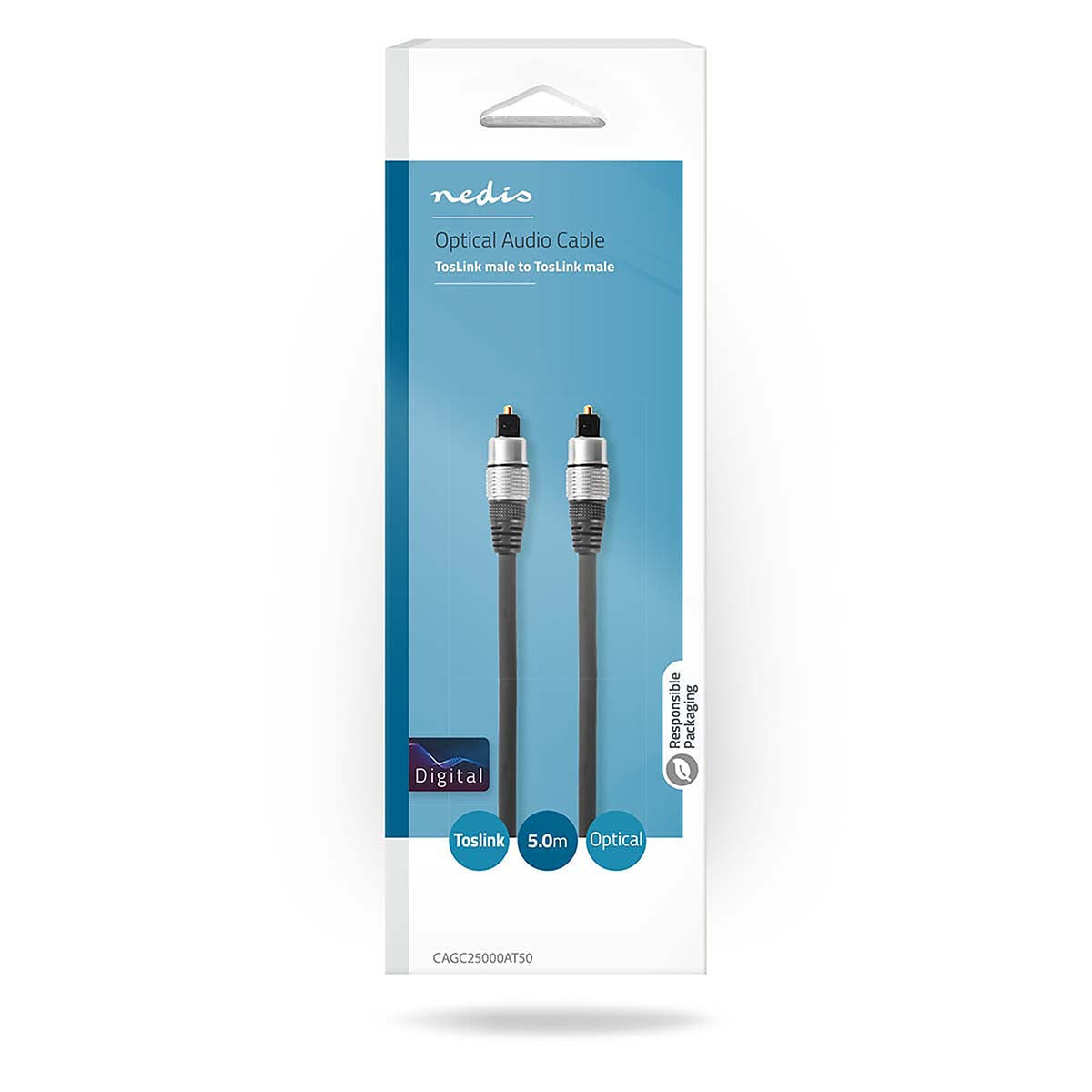 Cable de Audio Óptico | Toslink Male 5.00 m Redondo PVC Antracita Caja Plástico