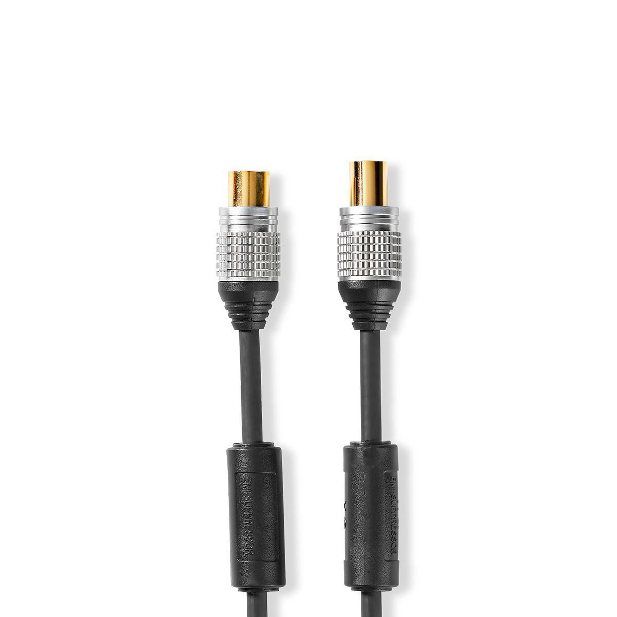 Cable Coaxial | IEC (Coaxial) Macho Hembra Chapado en oro 75 Ohm Doble Blindado 10.0 m Redondo PVC Antracita Caja de Plástico