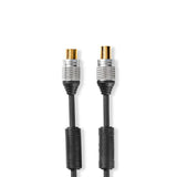 Cable Coaxial | IEC (Coaxial) Macho Hembra Chapado en oro 75 Ohm Doble Blindado 10.0 m Redondo PVC Antracita Caja de Plástico