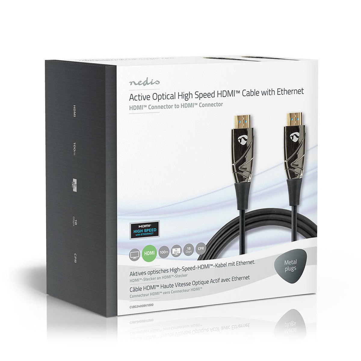 Cable High Speed Hdmi Óptico Activo con Ethernet | Conector 4K@60hz 18 Gbps 100.0 m Redondo PVC Negro