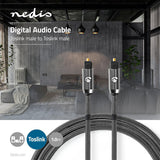 Cable de Audio Óptico | Toslink Male 1.00 m Redondo Tela Algodón Gris Gunmetal / Caja Ventana