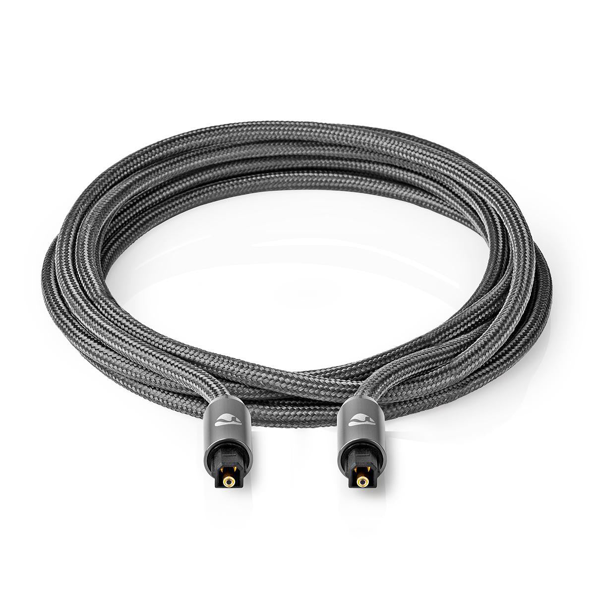 Cable de Audio Óptico | Toslink Male 1.00 m Redondo Tela Algodón Gris Gunmetal / Caja Ventana