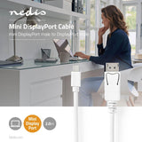 Cable Mini Displayport | 1.4 Macho 48 Gbps Niquelado 2.00 m Redondo PVC Blanco Bolsa Polybag Cables