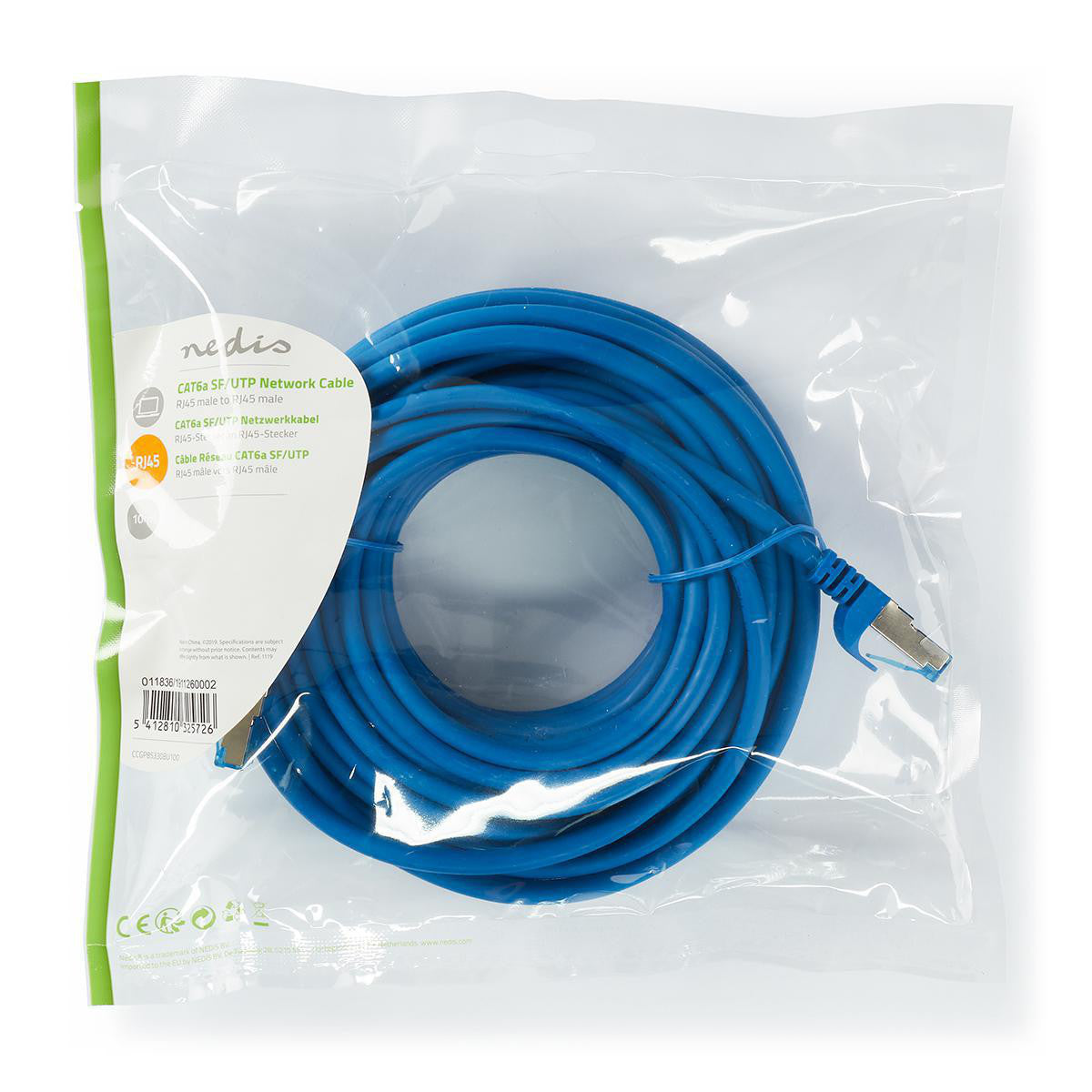 Cable Cat6a | Sf/utp Rj45 (8p8c) Macho 10.0 m Redondo PVC Lszh Azul Bolsa Polybag