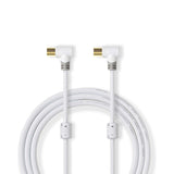 Cable Coaxial | IEC (Coaxial) Macho Hembra Chapado en oro 75 Ohm Doble Blindado 1.00 m Redondo PVC Blanco Caja de Ventana